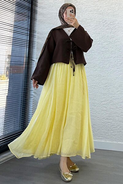 MELEK ARAZ Fusta din voal căptușită de vară - Galben