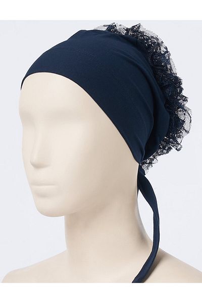 Kayra Lace Bun Bonnet Navy Blue