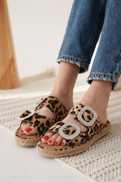 Zerenyus Tyna Premium Suede Leopard Stone Women's Slippers