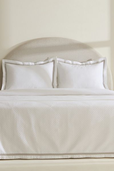 Karaca Home White Collection Doris 100% βαμβακερό σετ κάλυμμα διπλού κρεβατιού γκρι