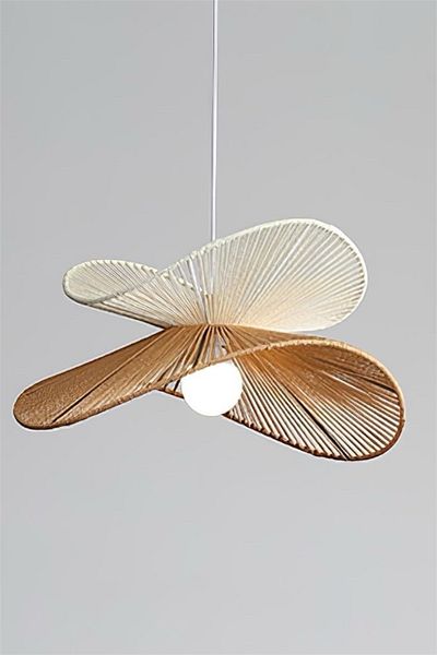 AFRALYAHOME Wicker Pendant Chandelier 2 Strip Chandelier / Bohemian Chandelier / Living Room Modern Chandelier / Wicker Rattan Bamboo Chandelier