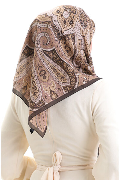 sefamerve Κασκόλ από βαμβακερό σχέδιο Karaca 81098-07 Καφέ