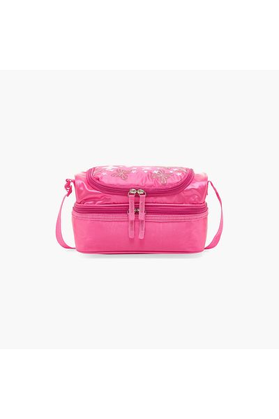 mattel Butterfly Print Double Layer Insulated Lunch Bag with Zip Closure