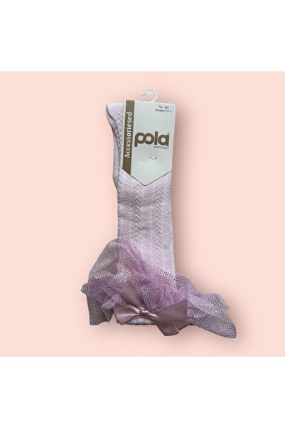 Pola Детски памучни чорапи до коляното с шарка, розови, № 3