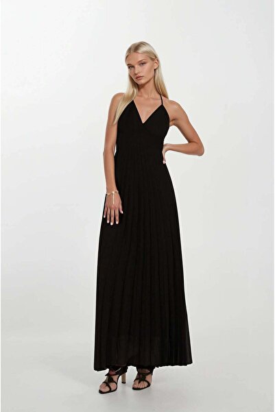 FABB Acı Kahve Piliseli Sırt Detaylı Elbise