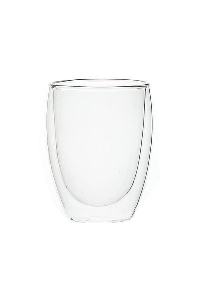 RAHEL Double-walled, heat-resistant glass cup with a modern design, capacity 350 ml
