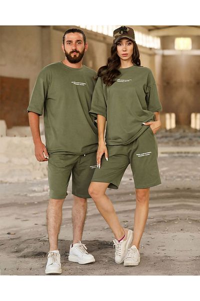 PENTHİLUS Couple Short Sleeve Round Neck T-Shirt and Shorts