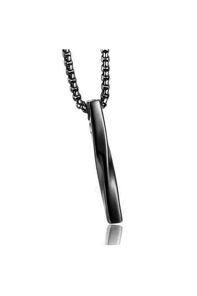 xUPING Men's Necklace with Spiral Pendant, Black Stainless Steel