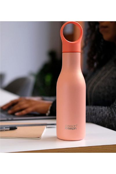 Joseph Joseph Loop Stainless Steel Leak-Proof Vacuum Insulated Water Bottle Coral 500ml