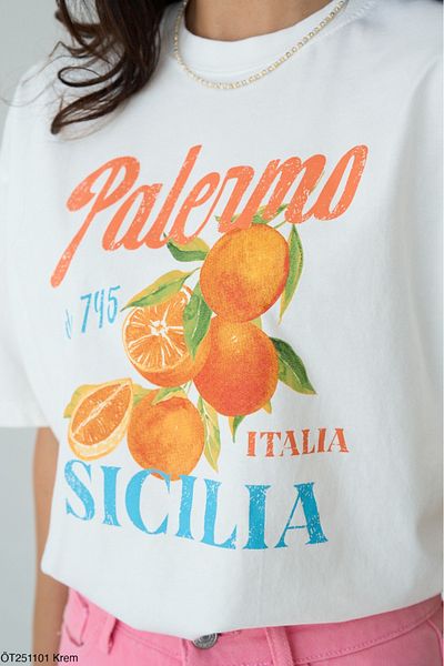 CADDELAMODA Μπλουζάκι με στάμπα Palermo Sicilia