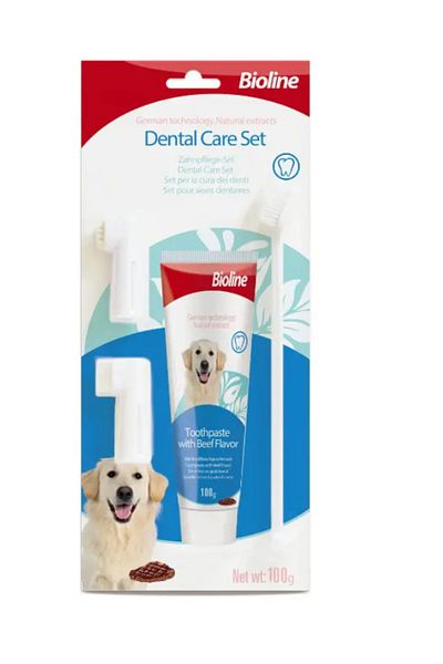 Bioline Bioline Dental Care Set for Pets - 100g Beef Flavor Oral Hygiene Kit