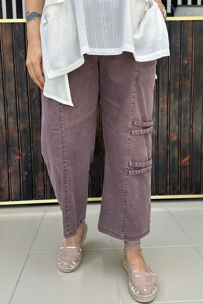 GÖKSEL Button Detail Thin Jeans Pants Large Size