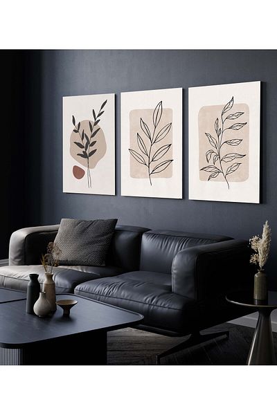 Hagen Pictură de perete cu aspect de cadru Picturi de bucătărie de calitate premium Pictură din 3 piese Pictură modernă Pictură boemă