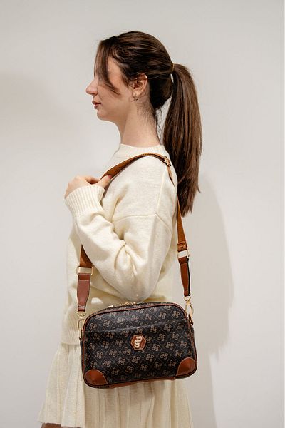 Silver Polo CROSS BAG/LOGO PRINTEDSilver Polo BROWN YELLOW Cross Bag