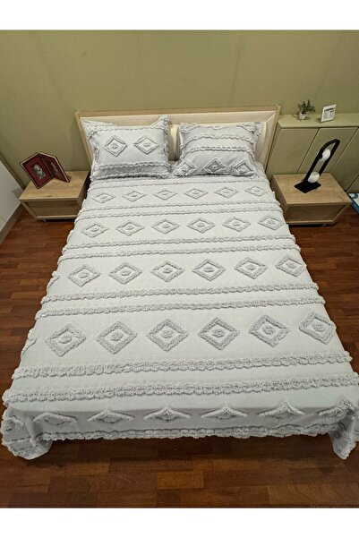 BlueMaison Boutique Chenille Oversized Bedspread Palace Gray