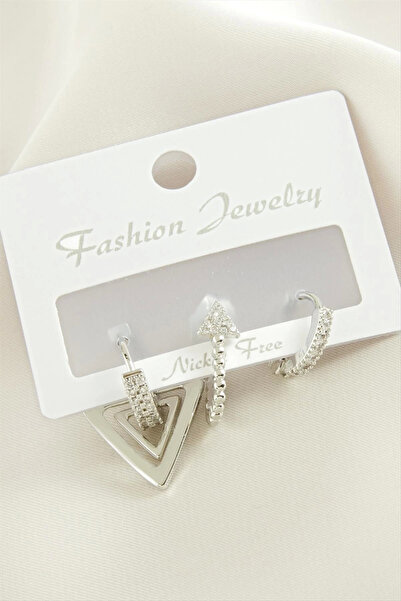 Eco Lounge 3 Pieces Arrow Zircon Stone Earrings
