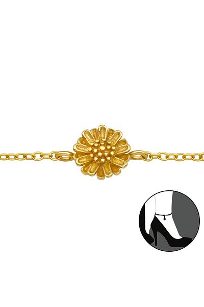 Sophia Collection Bratara de picior argint 925 placat cu aur 24K model Floare aurie