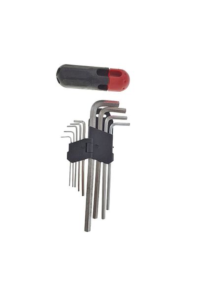 Diverse Set of 9 Allen keys, with handle, 1.5 / 2 / 2.5 / 3 / 4 / 5 / 6 / 8 / 10 mm, length 80 - 210 mm