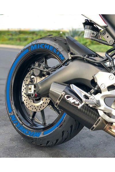 Performance Stickers Motorcycle Tire Lettering Michelin Stripe Tire Sticker Compatible between 15-19 Inches 8Pcs Tire Sticker