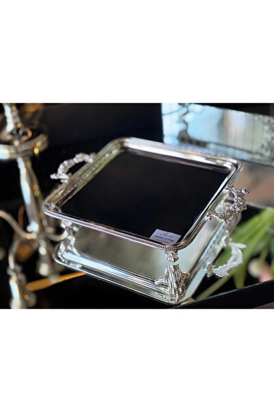 ABROZ HOME DESIGN Güverse Silver-Legged Coffee Tray with Handles