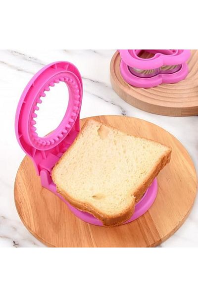 Generic Round Sandwich Cutter and Seal Tool, Plastic Bread Crust Remover, Pink, Blue, or Green