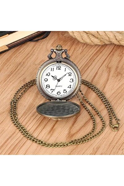 valkyrie Retro Vintage Kabartmalı Dumanlı Tren Zarif Köstekli Cep Saati