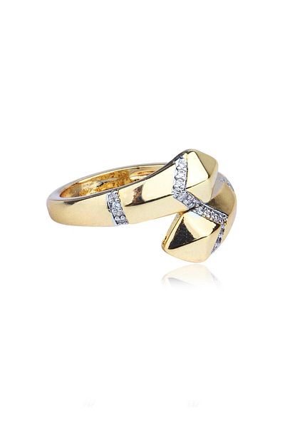 Klips Concept Zigzag Design Adjustable Ring with Stones