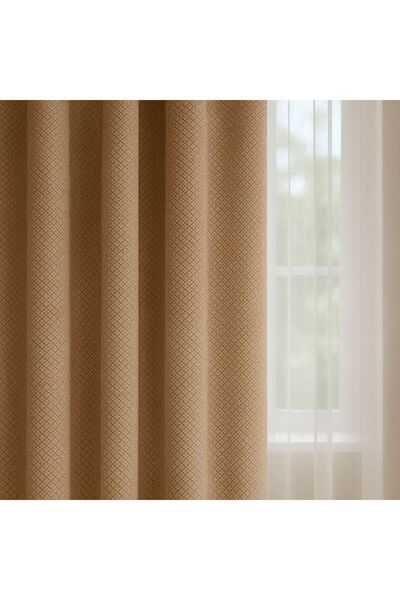 Brillant Hardal Sarısı Renk-Keten Görünümlü 1/3 Sık Pile Keten Fon Perde