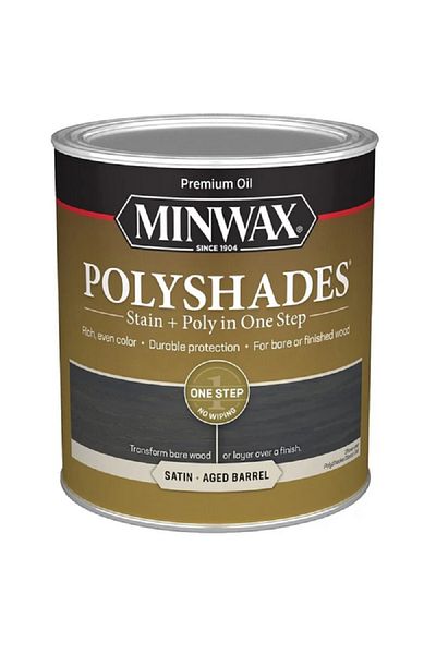 Minwax Polyshades Oil-Based One Step Stain and Polyurethane Finish Satin Aged Barrel 1qt