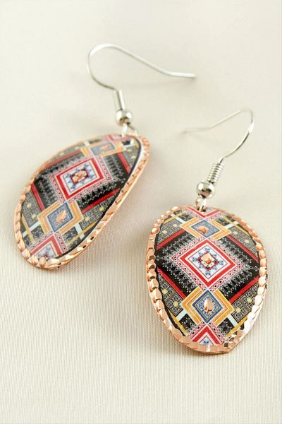 PAMİRAVM Oval Copper Earrings