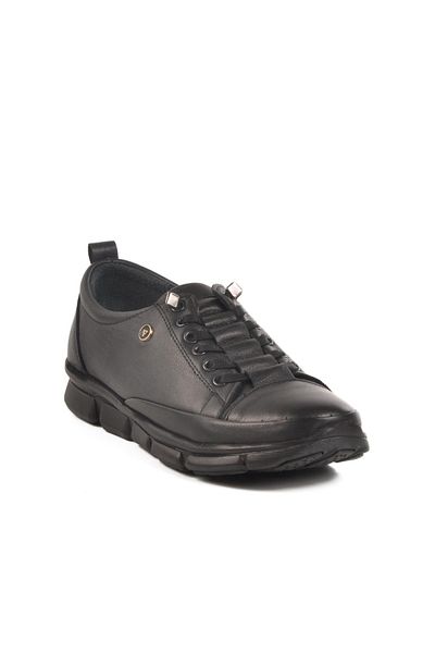 AYAKMOD 605 Z Black Orthopedic Insole Genuine Leather Women's Casual Shoes