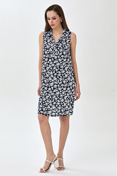 İKİLER Önü Düğmeli Kolsuz Polo Yaka Elbise 025-4034