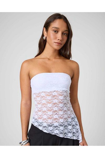 GARDIROZA Asymmetrical Lace Blouse, Asymmetrical Laced Blouse, Asymmetrical Bustier