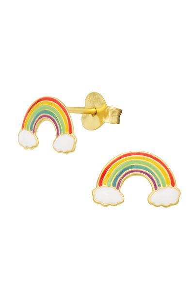 Sophia Collection Children's earrings 925 silver 24K gold plated Rainbow pattern