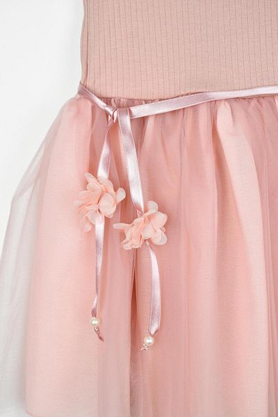 birizmoda Girl's Tulle Skirt Detailed Summer Dress-Pink