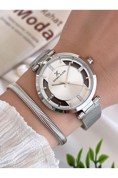 Daniel Klein Steel Cord 3 Atm Water Resistant Special Design Women Wristwatch+Bracelet Vs.Blkt.0446