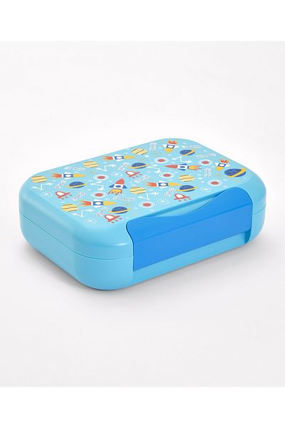 Babyhug صندوق غداء بيبي هاج، بتصميم فضائي، مقاوم للتسرب، 1200 مل، 22.6 × 17.6 × 7 سم - أزرق
