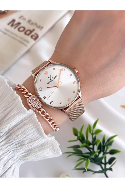 Daniel Klein Steel Cord 3 Atm Water Resistant Special Design Women Wrist Watch+Bracelet Vs.Blkt.0449