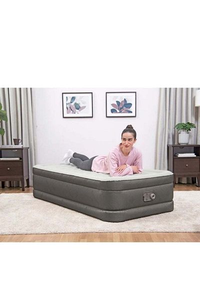 BESTWAY Inflatable Air Mattress - Comfortable Twin Airbed for Camping and Home Use with Automatic In