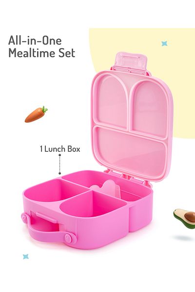 Bonfino Bonfino Lunch Box, Leak-Resistant Seal, Food-Grade PP and Silicone, 1100 mL - Pink