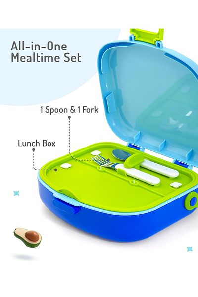 Bonfino Bonfino Lunch Box, Leak-Resistant, Multi-Material Build, Durable, 3 Years+, 1300 mL - Blue