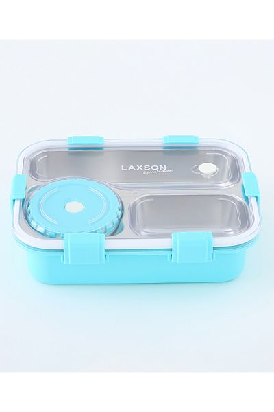 Fab N Funky صندوق غداء للأطفال، ثلاثة أقسام، صغير الحجم، سهل التنظيم، مناسب لعمر 3 سنوات فما فوق، 22.4 × 16.7 × 6.7 سم - سماوي