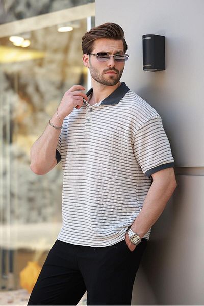 Madmext Smoked Polo Neck Knitwear Ανδρικό T-shirt E7139