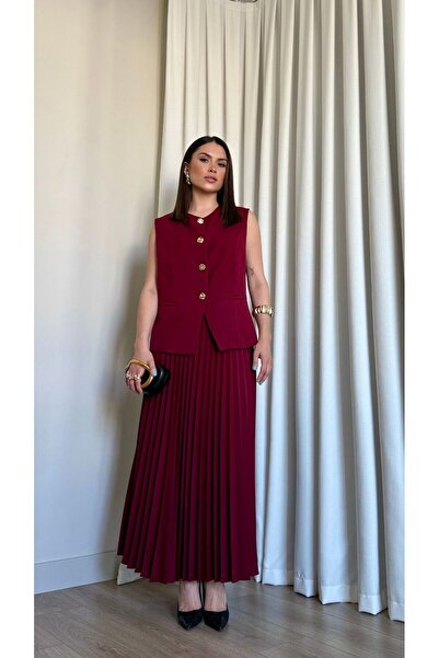 ROUPAS Piliseli Etek Ceket Takım