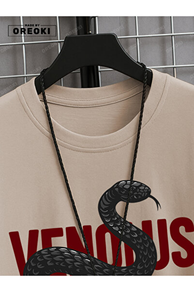 EFFRENATU Copy - Stay Away Printed Cotton Men's Beige T-Shirt-Black Shorts Set