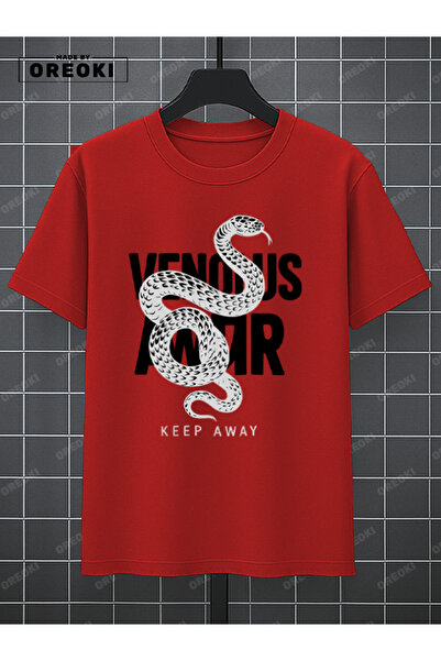 EFFRENATU Stand Back Printed Cotton Men's Red T-Shirt-Black Shorts Set