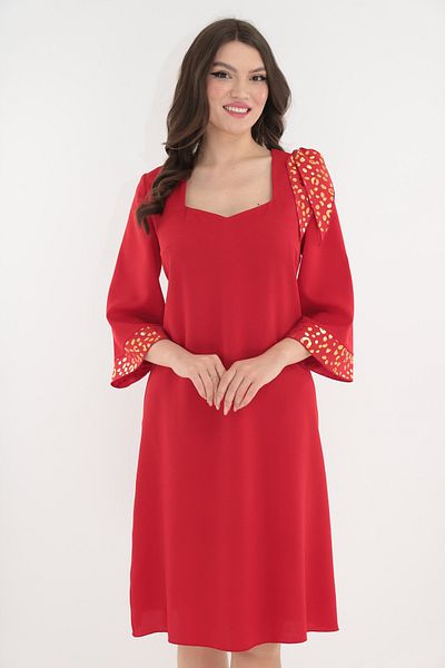 Vanessa Line RO Elegant red dress with gold trim