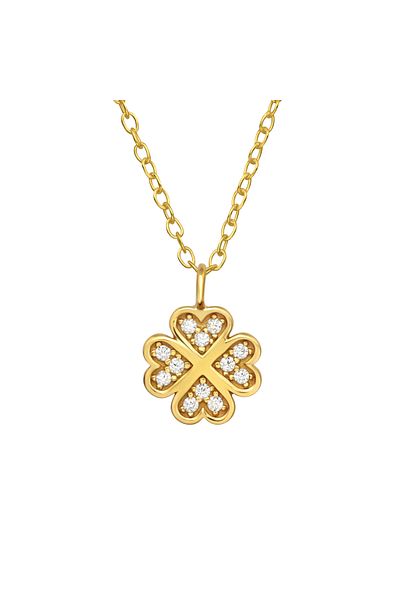Sophia Collection Colier copii argint 925 placat cu aur 24K model Trifoi cu patru foi premium