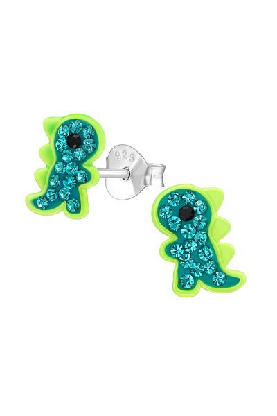 Sophia Collection Cercei copii argint 925 model Godzila verde cu cristale