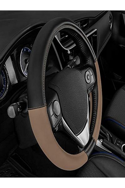 Cat Durable Two Tone Ergonomic Soft Leather Grip Steering Wheel Cover